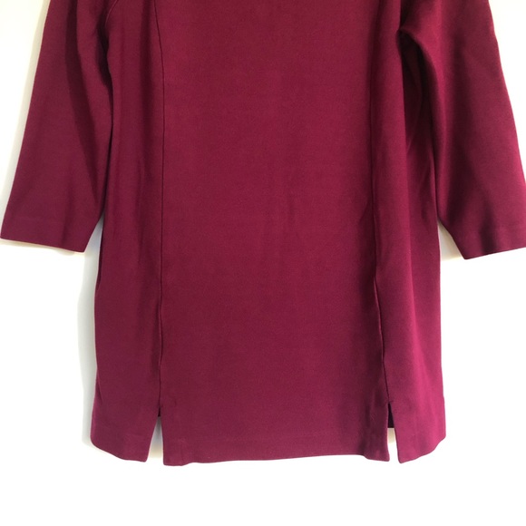 J Jill Ponte Knit Boat Ballet Neck Tunic PS Magenta Maroon Top Shift Laganlook - Picture 2 of 7